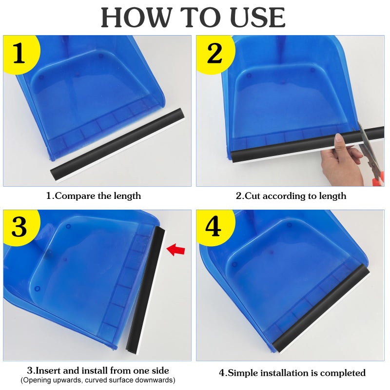 Veemoon 2pcs Plastic Strip Replacement for Dustpan Edge Bar Dust Pan Inlet Soft Pressing Strips Protector Garbage Shovel Closing Edges Straps Dustpan Repair Accessories Black - Image 4